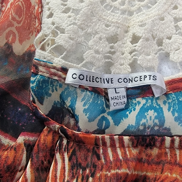 Collective Concepts Womens Southwest Aztec Print Flowy Tank Top Multicolor Large - Picture 4 of 8